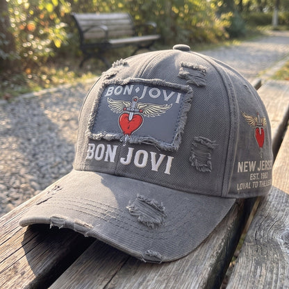 BJO Winged Heart Distressed Premium Denim Cap QH