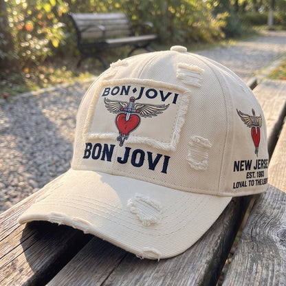 BJO Winged Heart Distressed Premium Denim Cap QH
