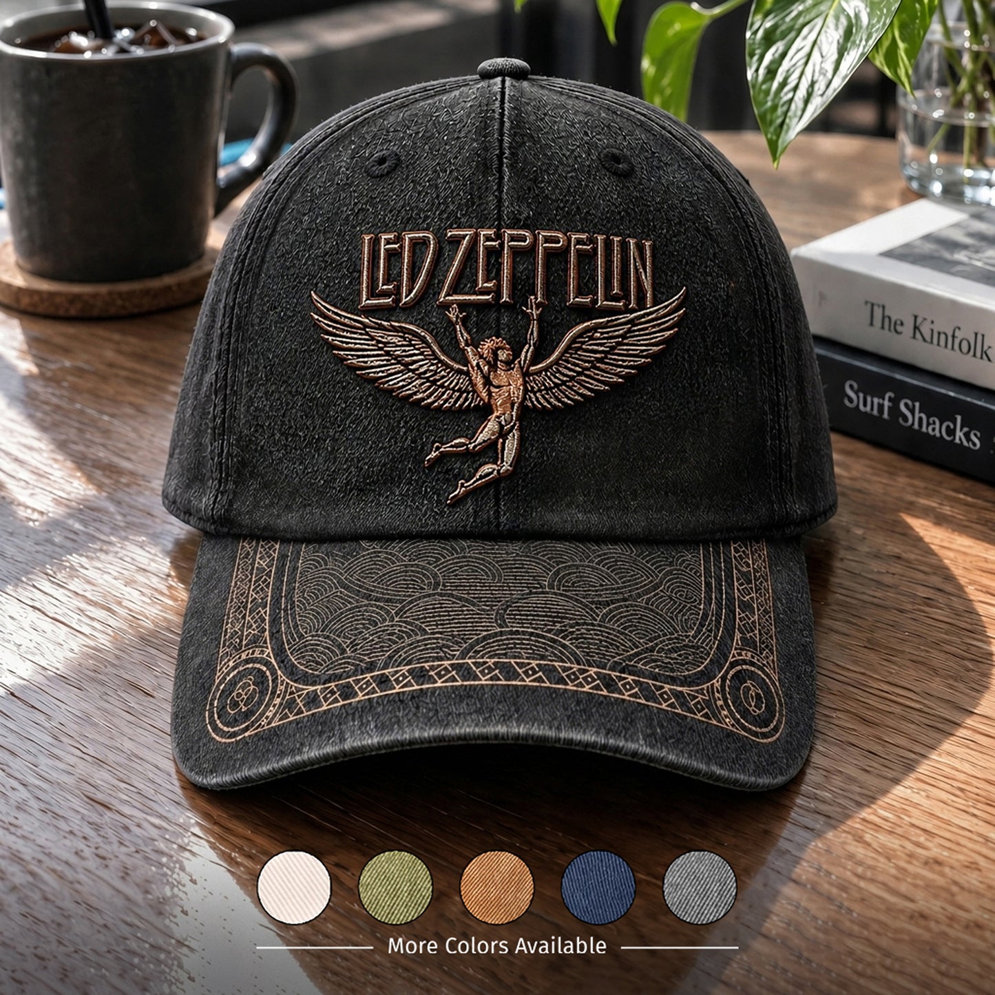 LZE Winged Icarus Distressed Denim Cap