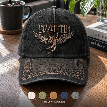 LZE Winged Icarus Distressed Denim Cap