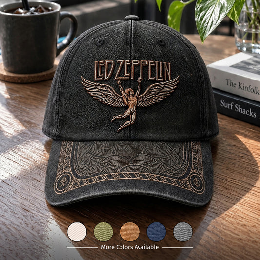 LZE Winged Icarus Distressed Denim Cap