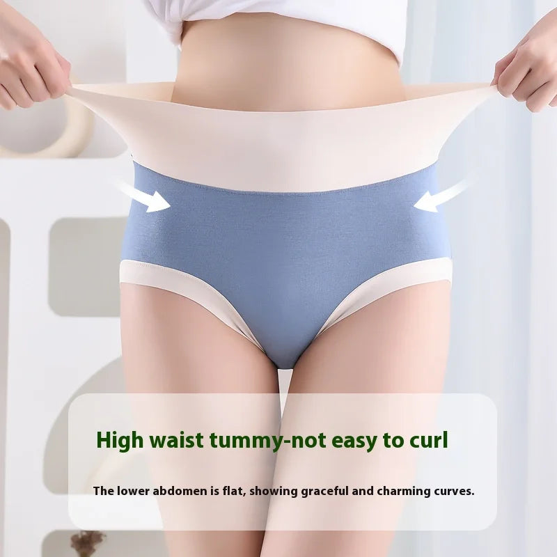 Women's Panties 6PCS Modal High Waisted Tummy Tuck Triangle Pants Teenage Girls Plus Size Comfortable Triangle Panties