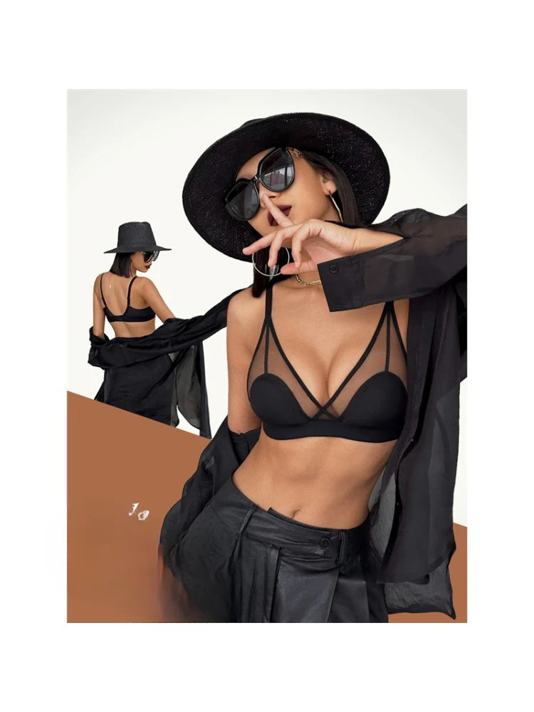 YUQI Summer Lace Rabbit Ear Bra  - Sexy French Bralette for Small Chest, Wire-Free Thin Comfortable Women's Underwear
