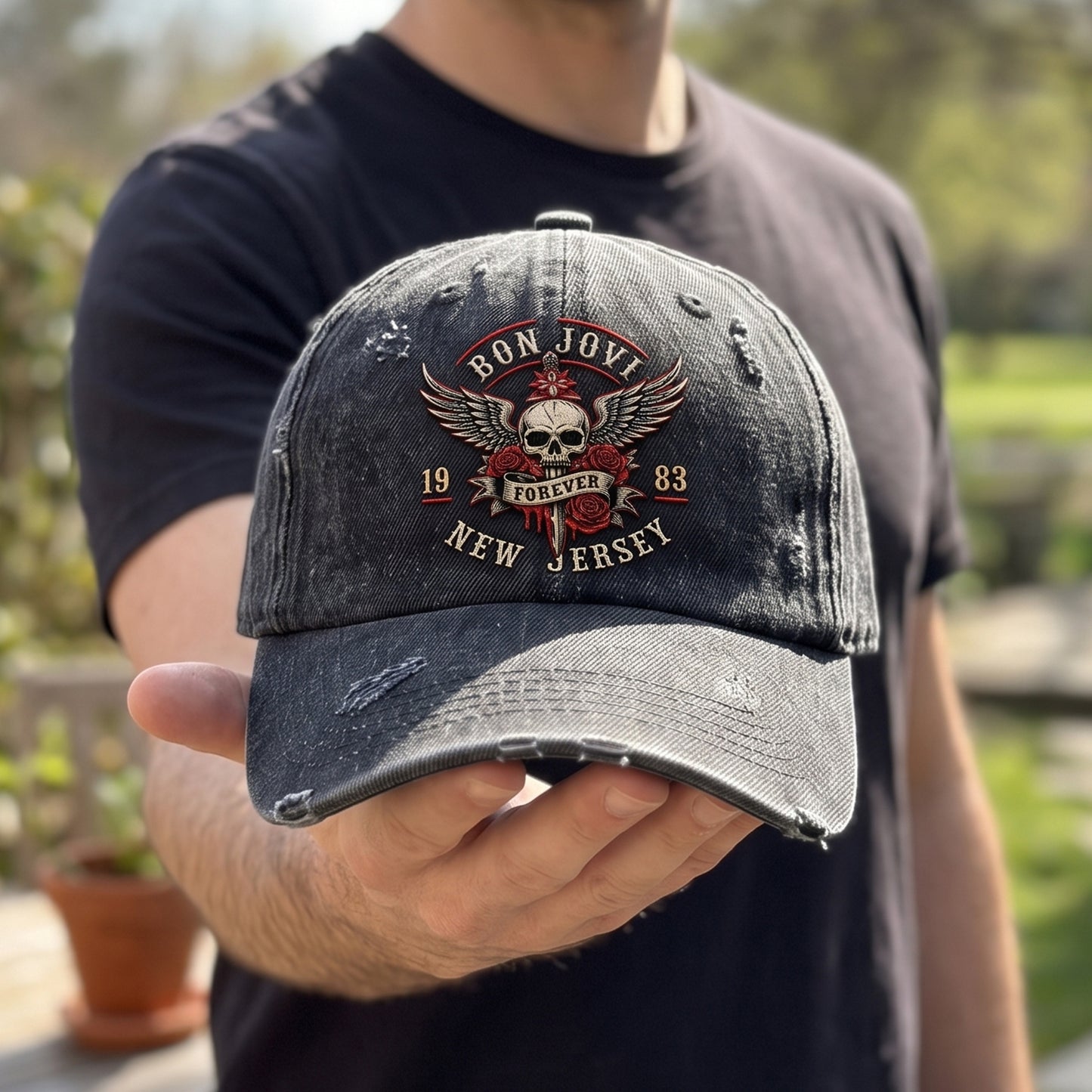 BJO Forever New Jersey Distressed Denim Cap