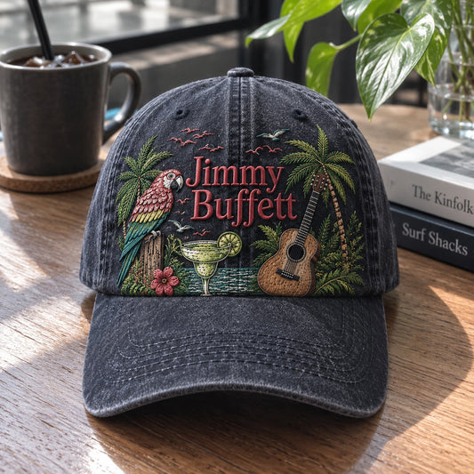 Jimmy Buffett Tropical Paradise Embroidered Denim Cap